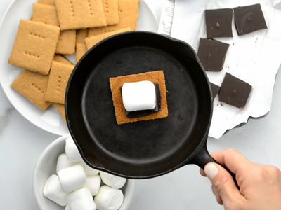 Too cold for a campfire? Try making smore's on a cast iron pan in your oven! The broil setting works best!